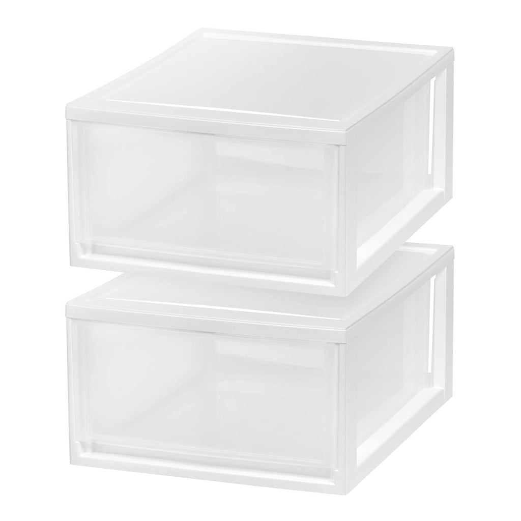 2-Pack 30 Qt. White Stacking Drawer Organizer Z9910