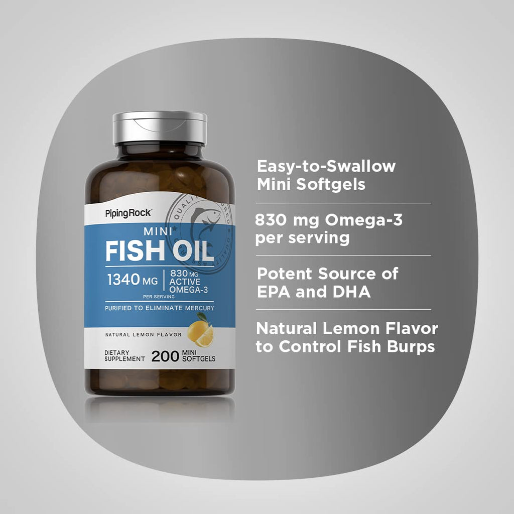 Fish Oil Omega 3 Supplement 1340 mg 200 Mini Softgels T805