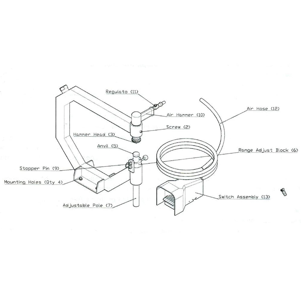 19.6" Throat Pneumatic Planishing Hammer with Steel Frame Stand & Foot Pedal K461