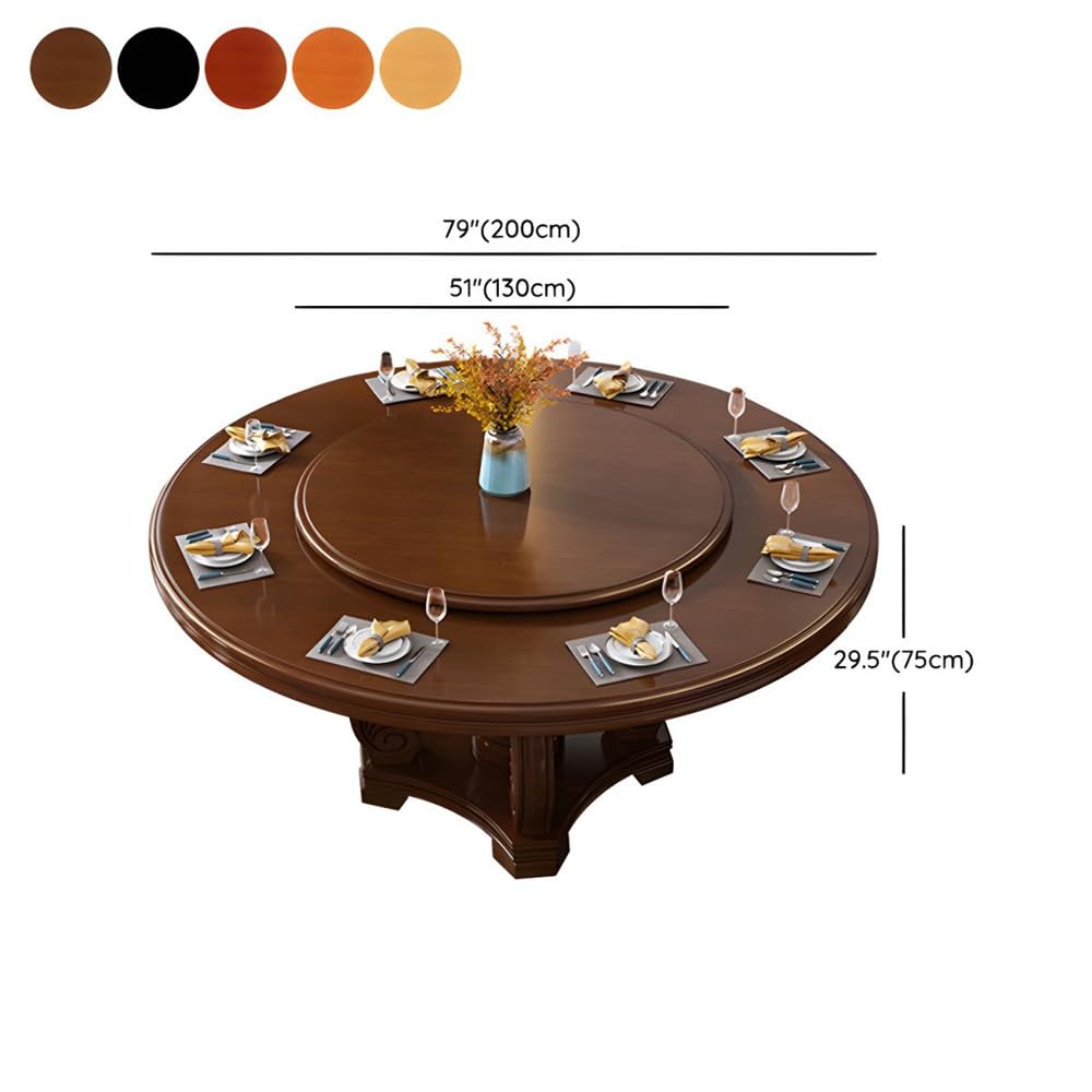 Black Round Solid Wood Dining Table with Lazy Susan E2510