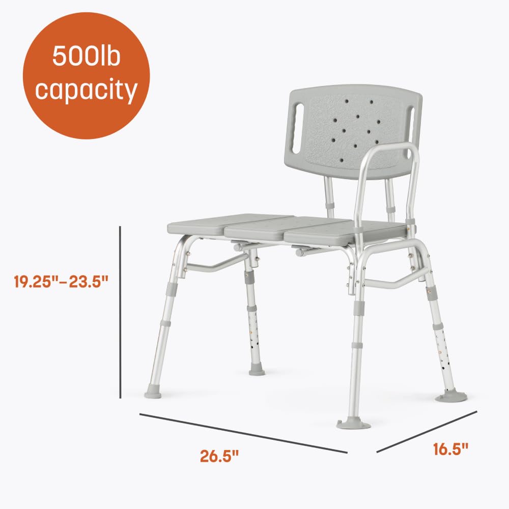 Bariatric Tub Transfer Bench with Anti-Slip Suction Feet 500lb Weight Capacity Z2414