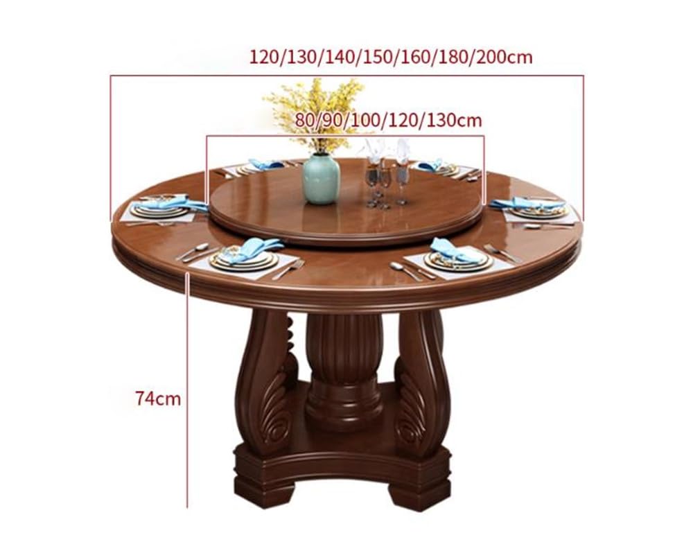 Black Round Solid Wood Dining Table with Lazy Susan E2510