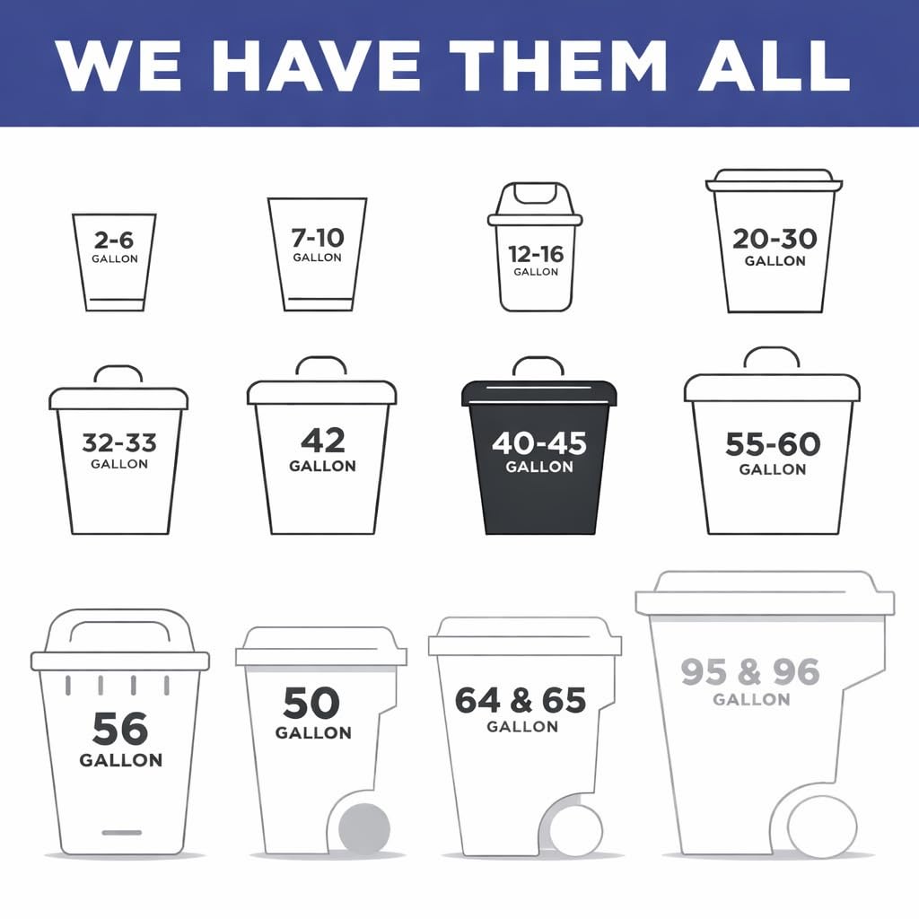 Black 40-45 Gallon Heavy Duty 1.5 Mil Trash Bags Pack of 100 W112512