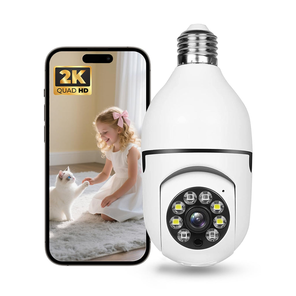 Light Bulb Security Camera 5G 2.4GHz WiFi 2K 3MP Wireless Outdoor H66221