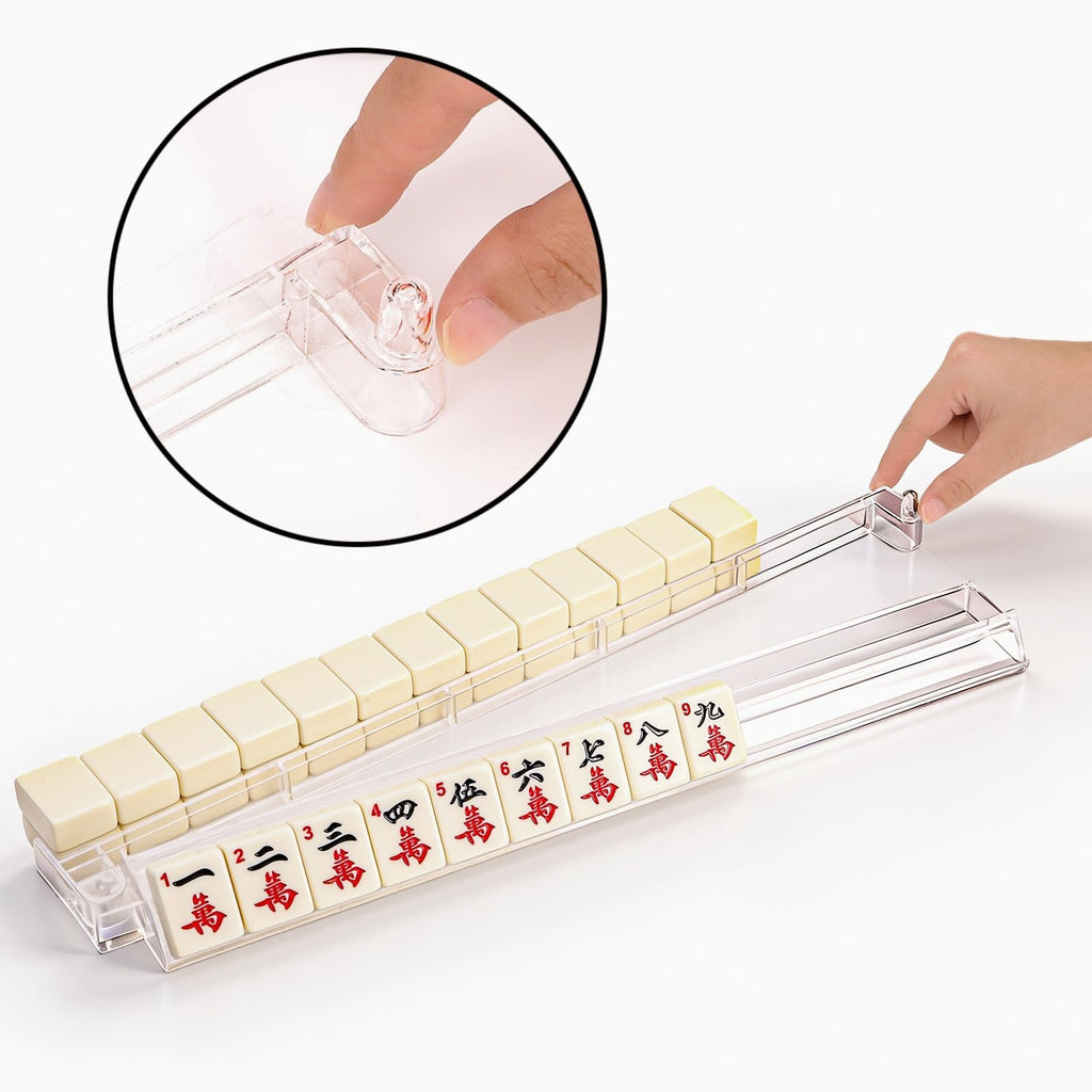 Set of 4 Clear Mahjong Racks with Pushers D946809