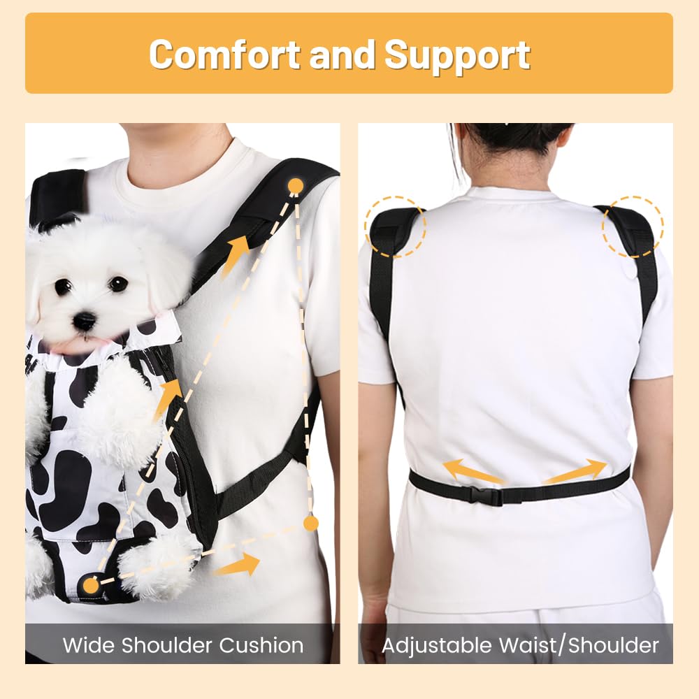 Adjustable Soft Ventilated Pet Carrier Backpack, 2.5-4 lbs, Cow Print U523285