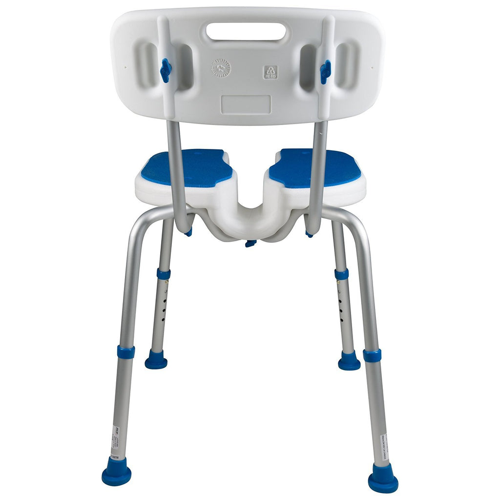 White Blue Foam Padded Shower Safety Seat with Backrest M8209