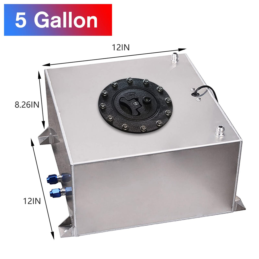 5 Gallon 20L Polished Aluminum Fuel Cell Tank with Cap Level Sender Oil Feed Line F617527