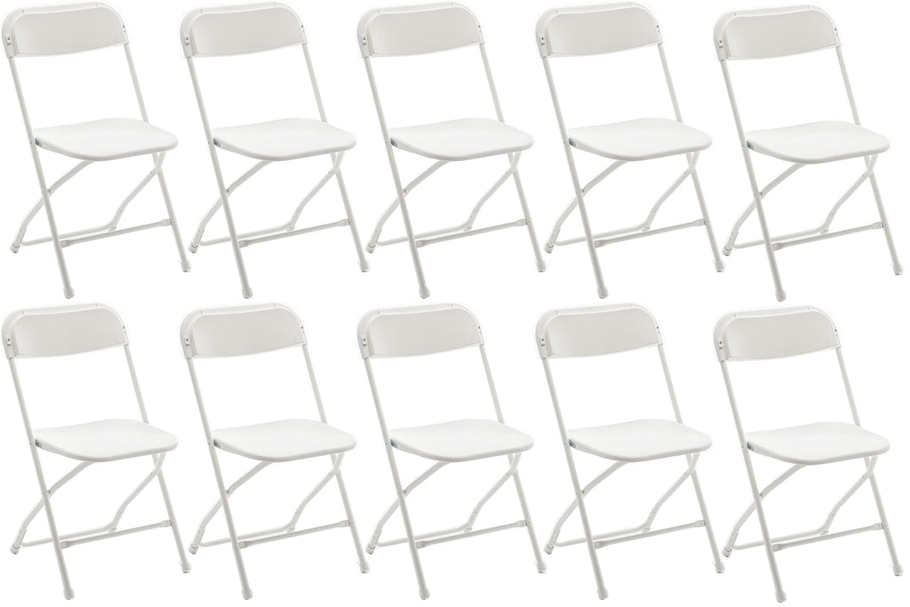 White Plastic Folding Chairs Set of 10 Steel Frame P18364
