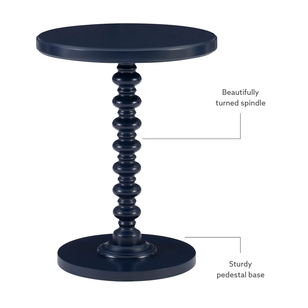 Round Navy Blue Pedestal Accent Table W683