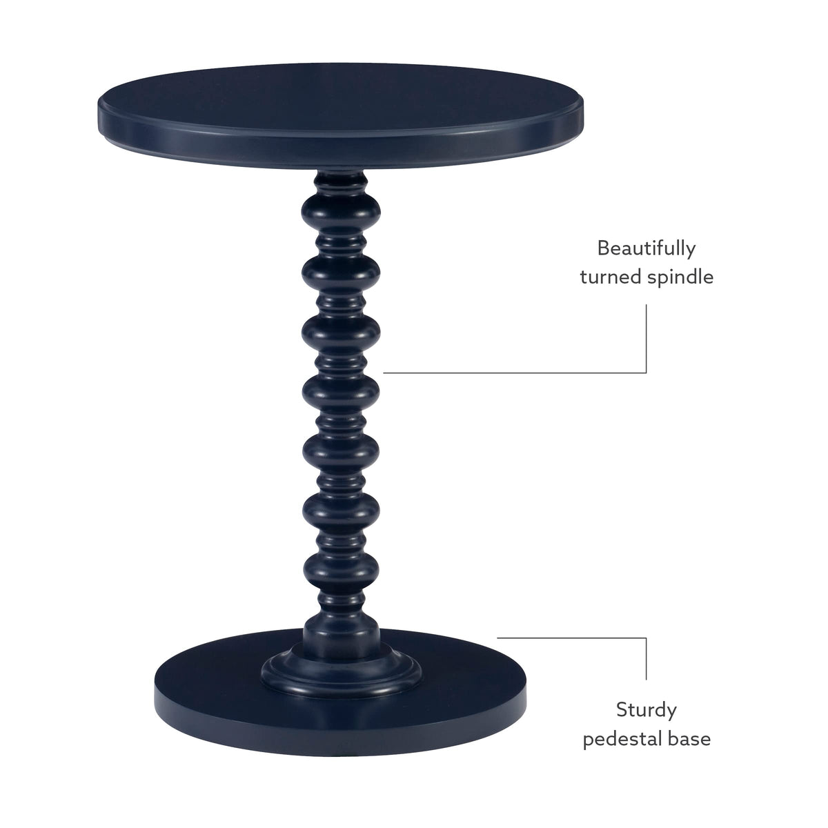 Round Navy Blue Pedestal Accent Table W683
