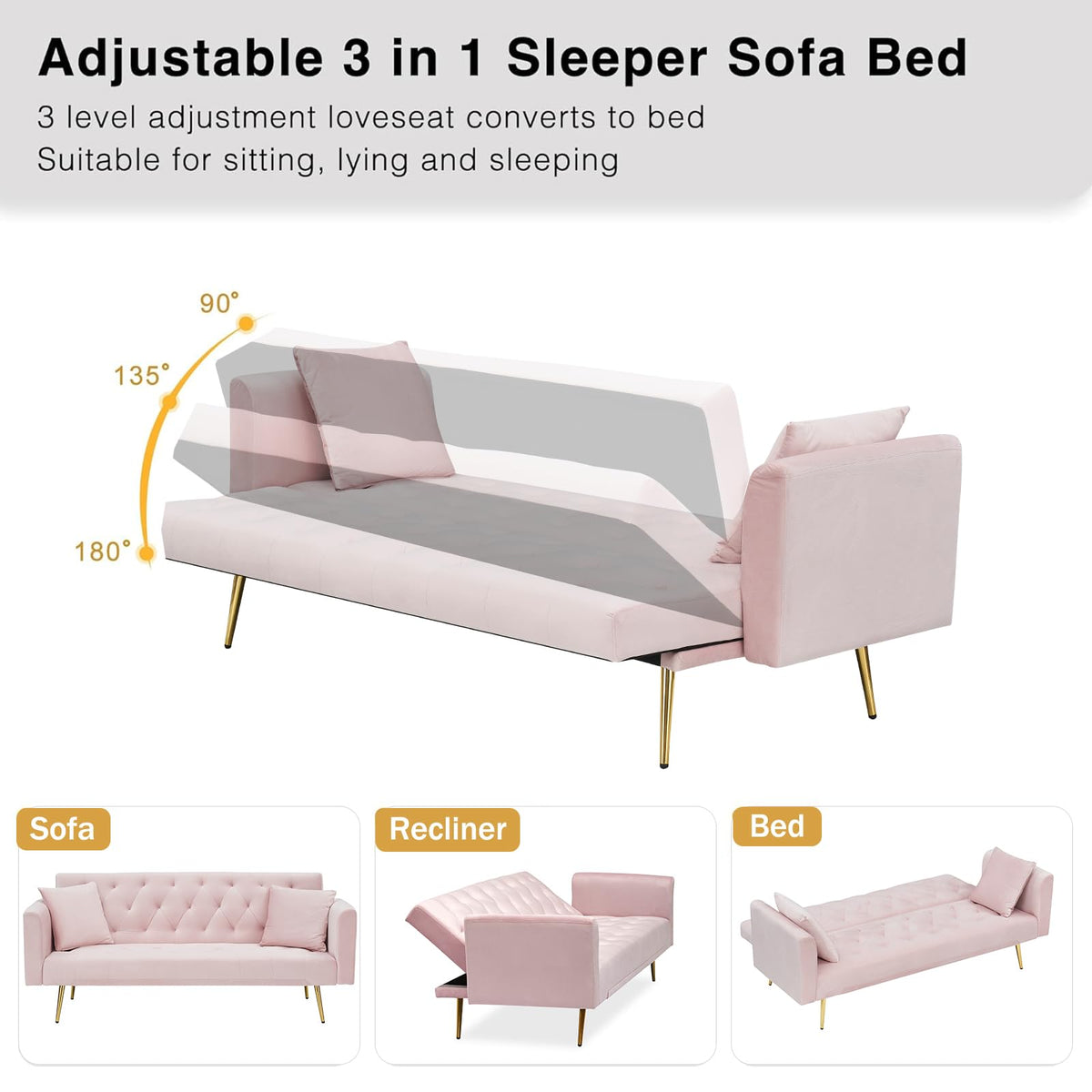 71" Velvet Convertible Sofa Bed B503093