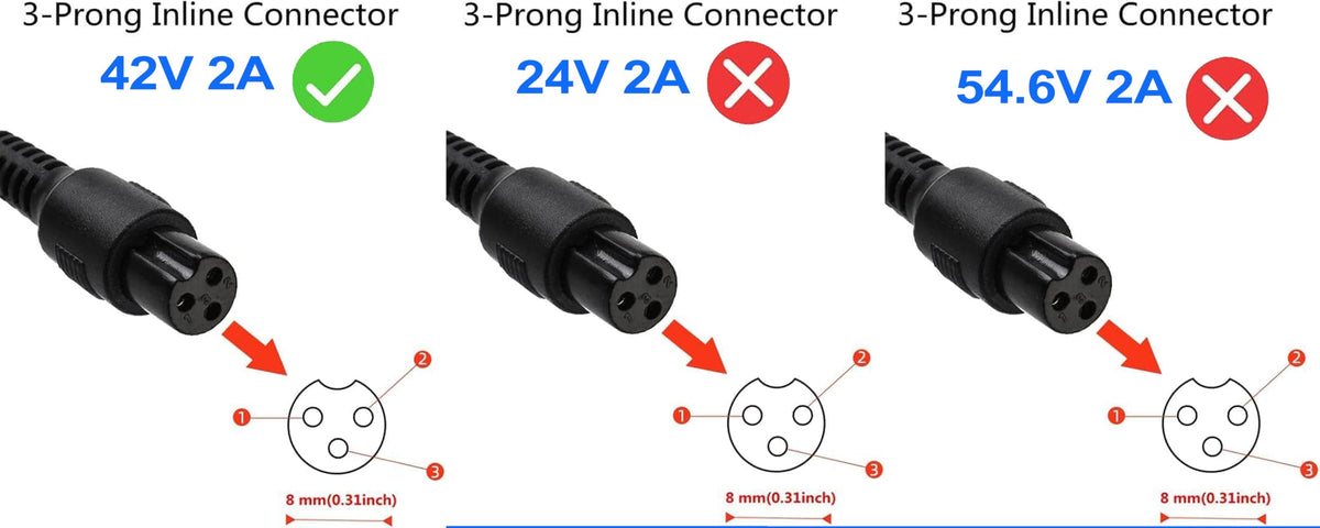 42V 2A Power Adapter with 3-Prong Inline Connector Y97923