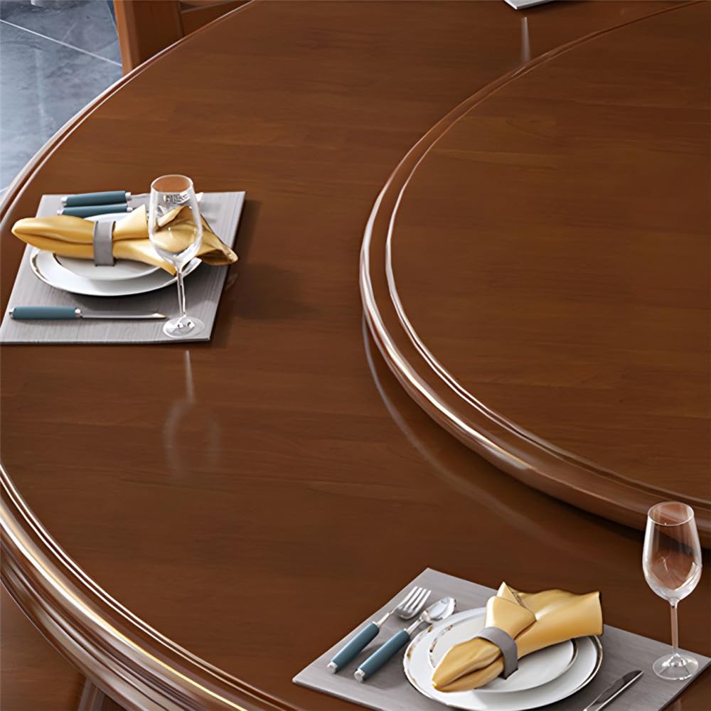 Black Round Solid Wood Dining Table with Lazy Susan E2510