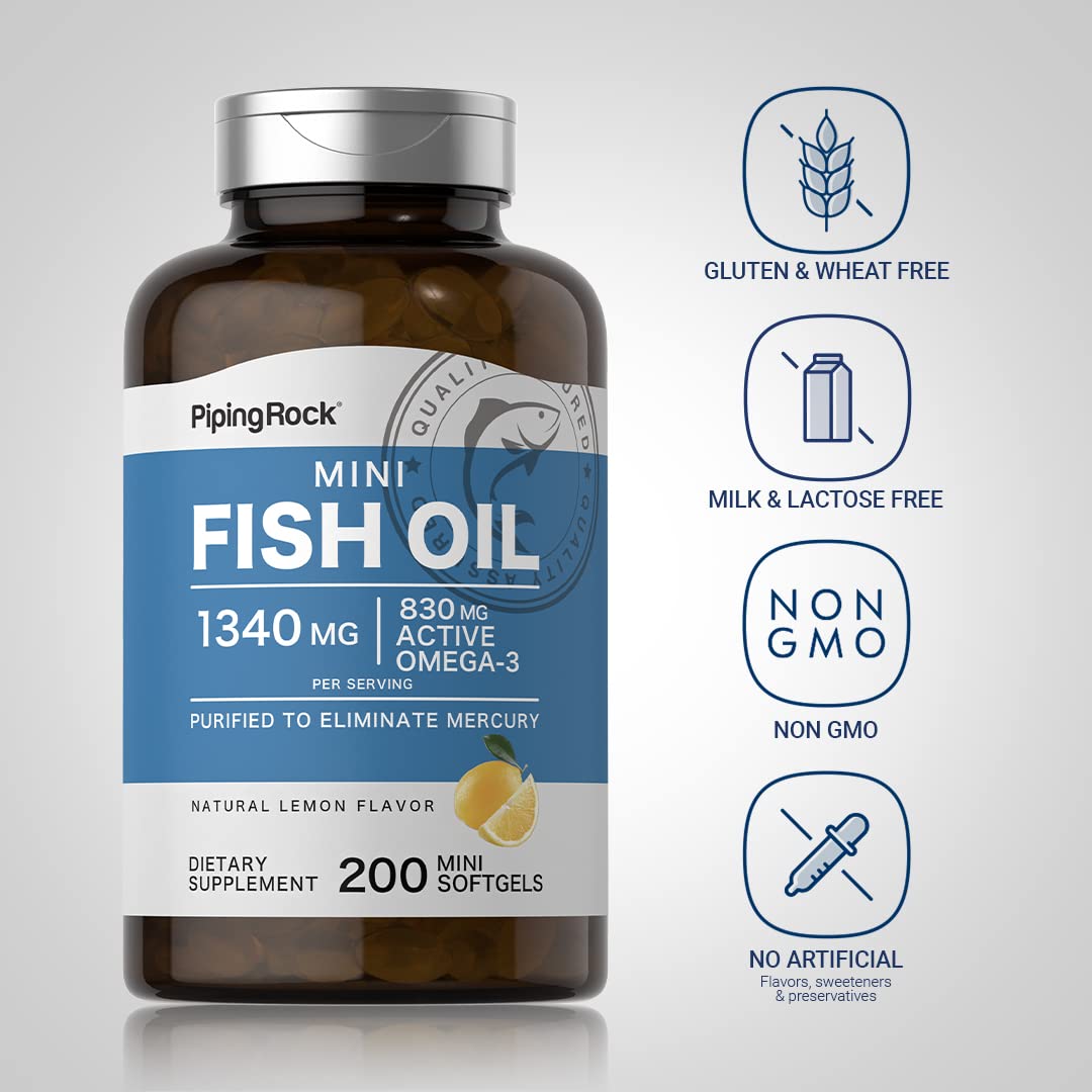 Fish Oil Omega 3 Supplement 1340 mg 200 Mini Softgels T805