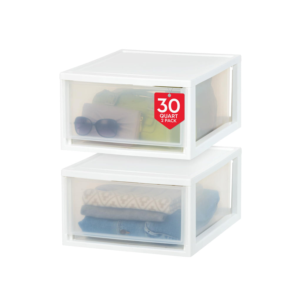 2-Pack 30 Qt. White Stacking Drawer Organizer Z9910