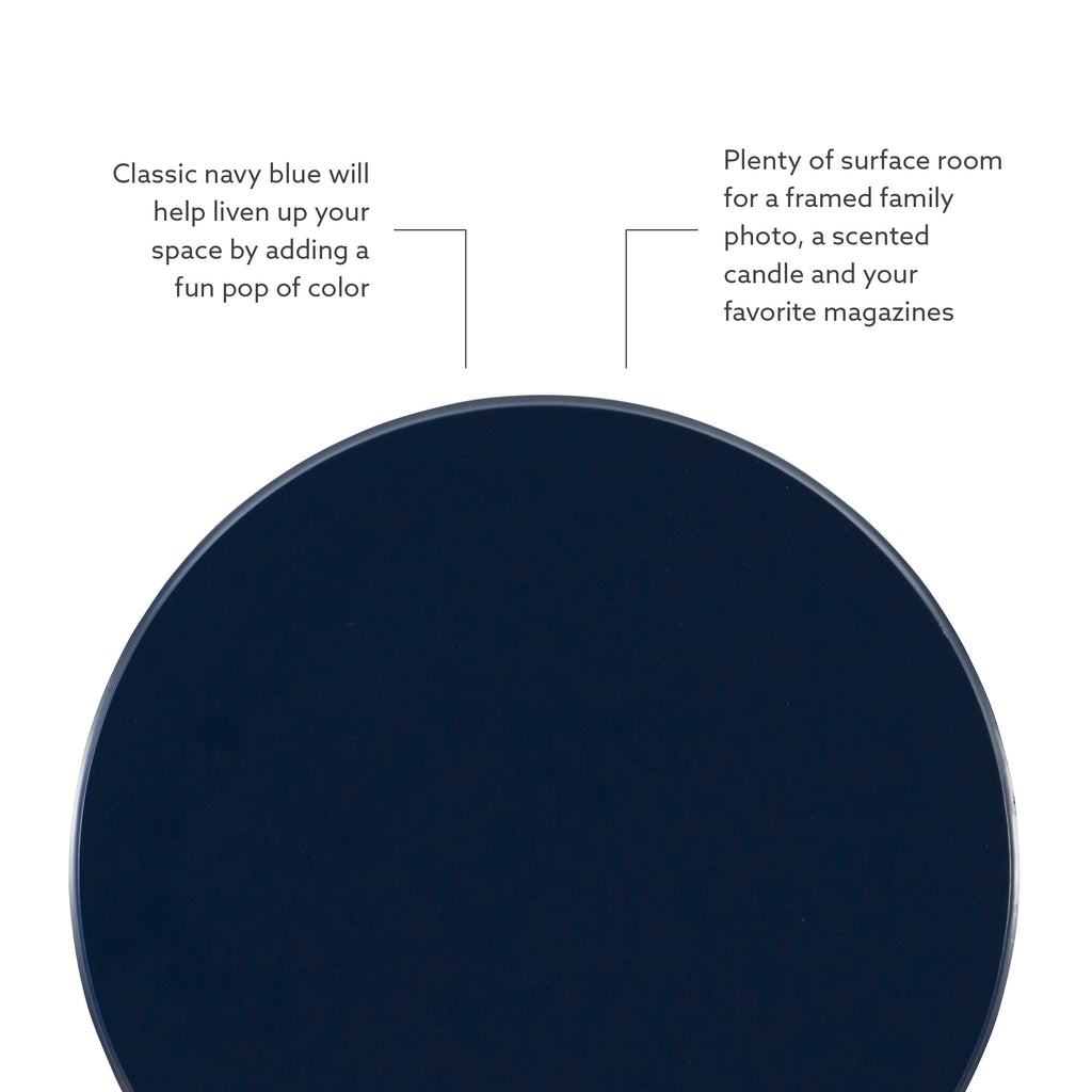 Round Navy Blue Pedestal Accent Table W683