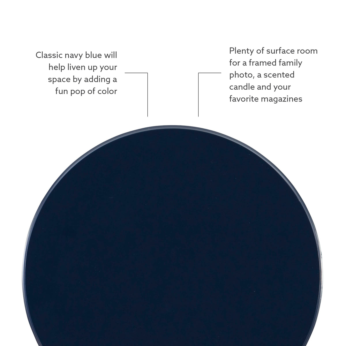Round Navy Blue Pedestal Accent Table W683