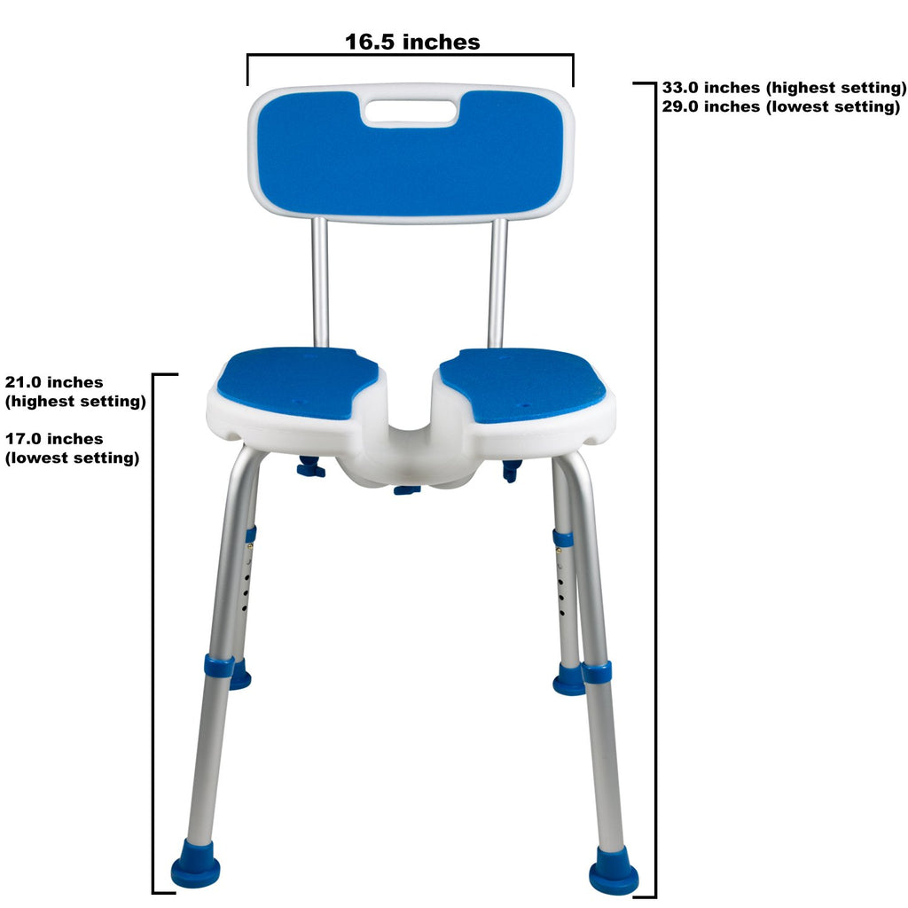 White Blue Foam Padded Shower Safety Seat with Backrest M8209