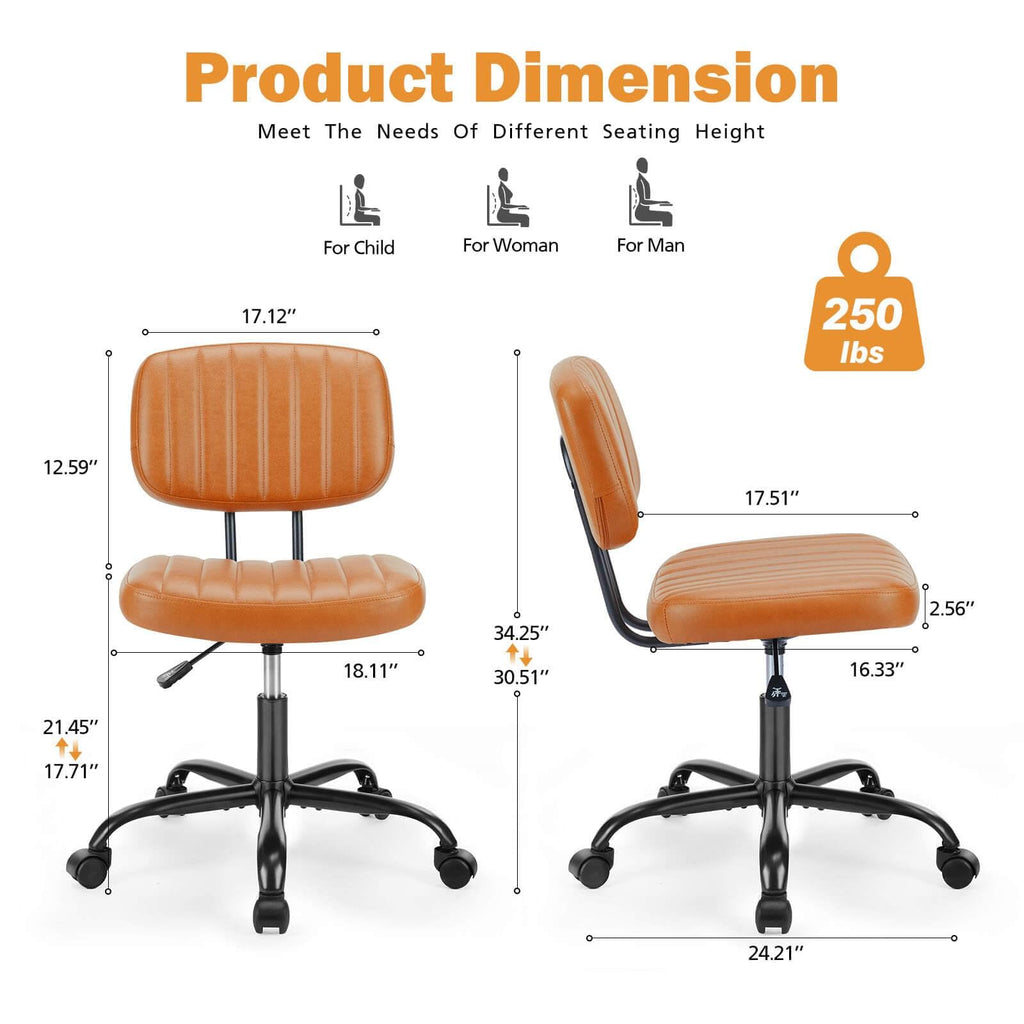 Orange Adjustable Height Swivel Rolling Office Chair A420