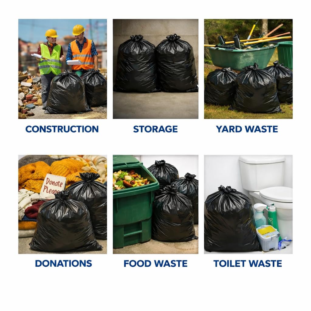 Black 40-45 Gallon Heavy Duty 1.5 Mil Trash Bags Pack of 100 W112512
