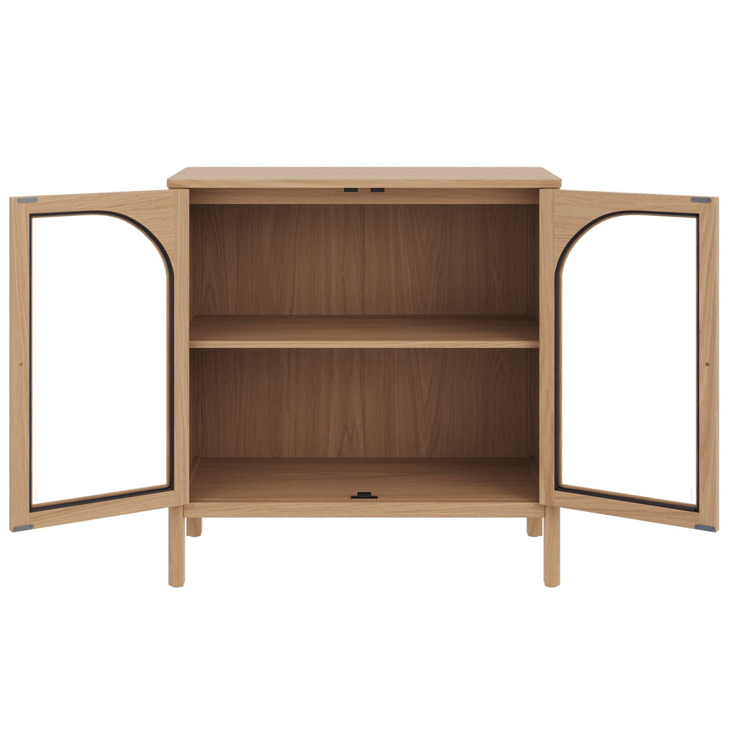 Modern Farmhouse Storage Cabinet with Glass Doors and Adjustable Shelf D69120