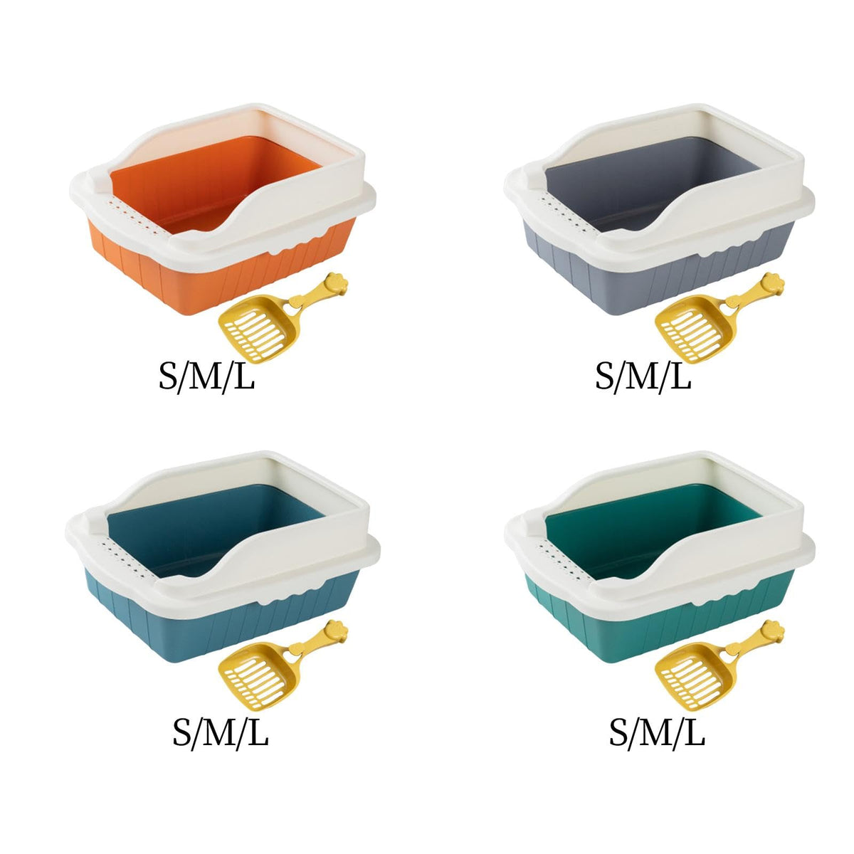 Orange Cat Litter Box with Sifting Spoon Q851
