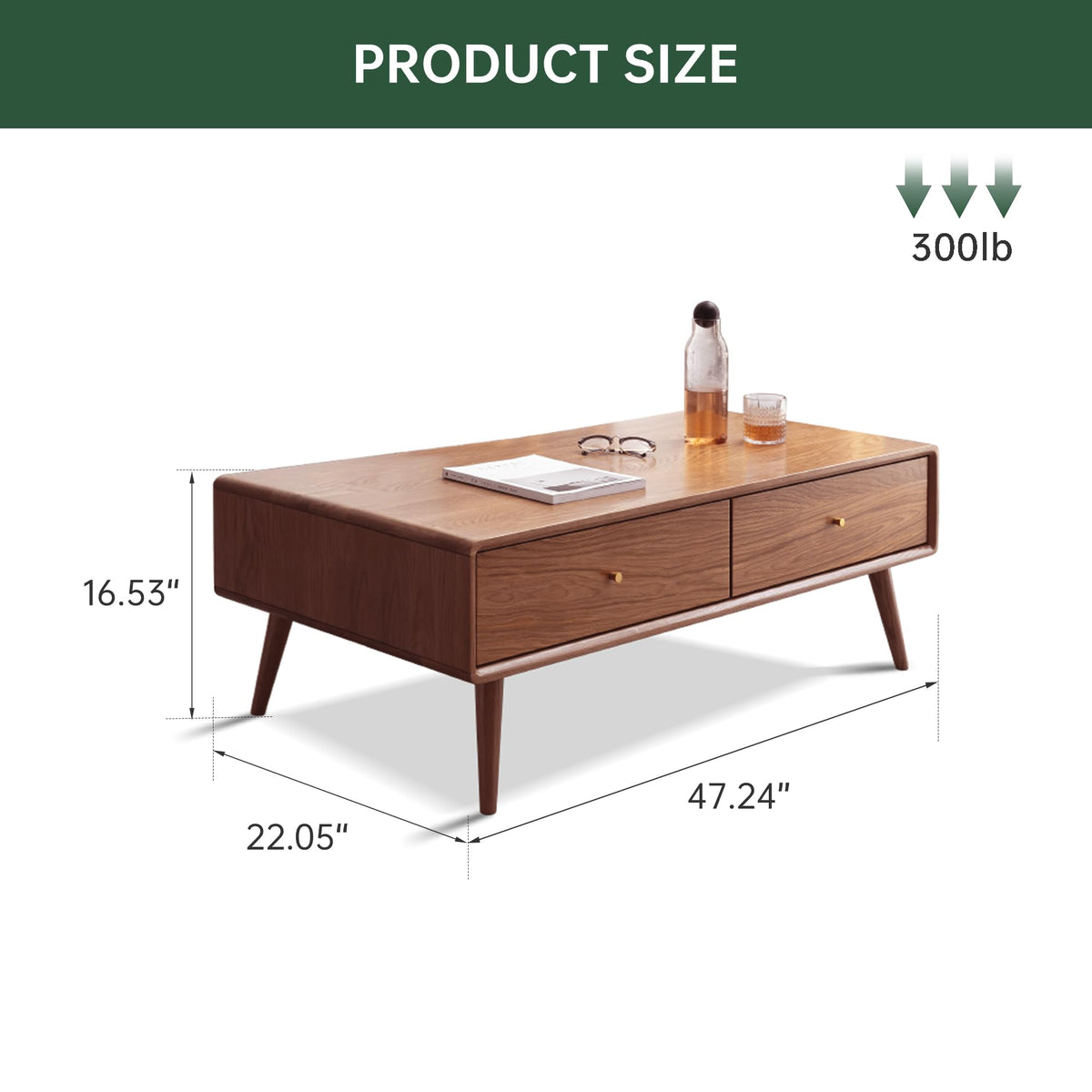 Oak Wood Coffee Table with Storage K8354