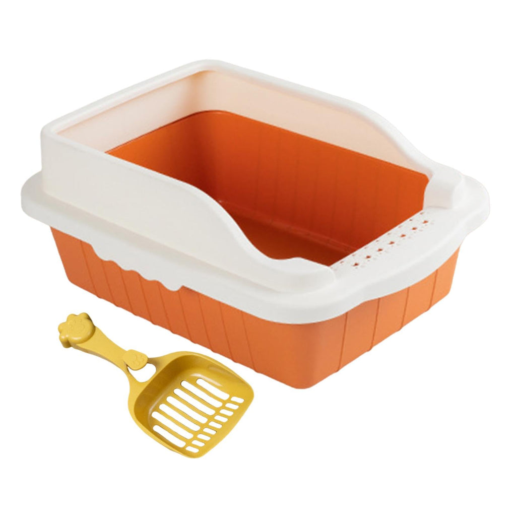 Orange Cat Litter Box with Sifting Spoon Q851