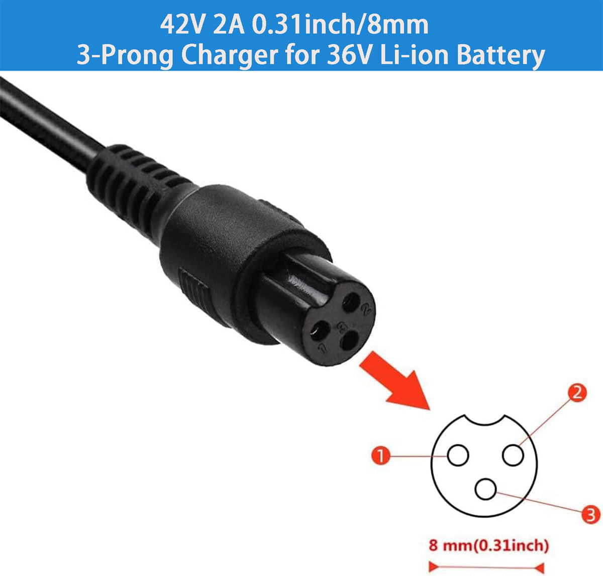 42V 2A Power Adapter with 3-Prong Inline Connector Y97923