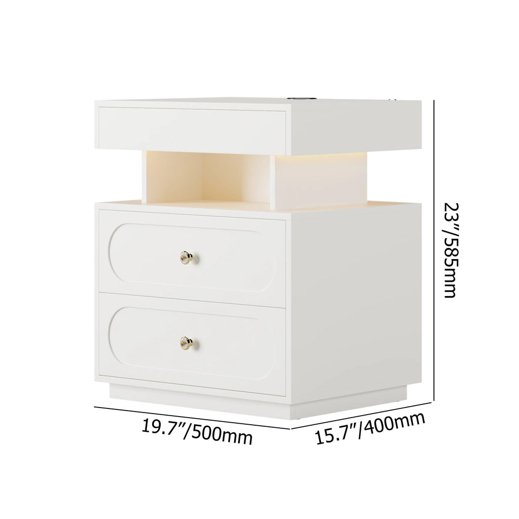 3-Drawer LED Nightstand with Light U383