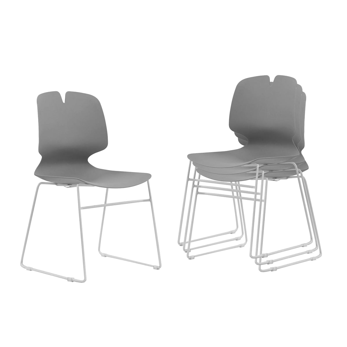 Grey Polypropylene Steel Stacked Office Chair Set W977777