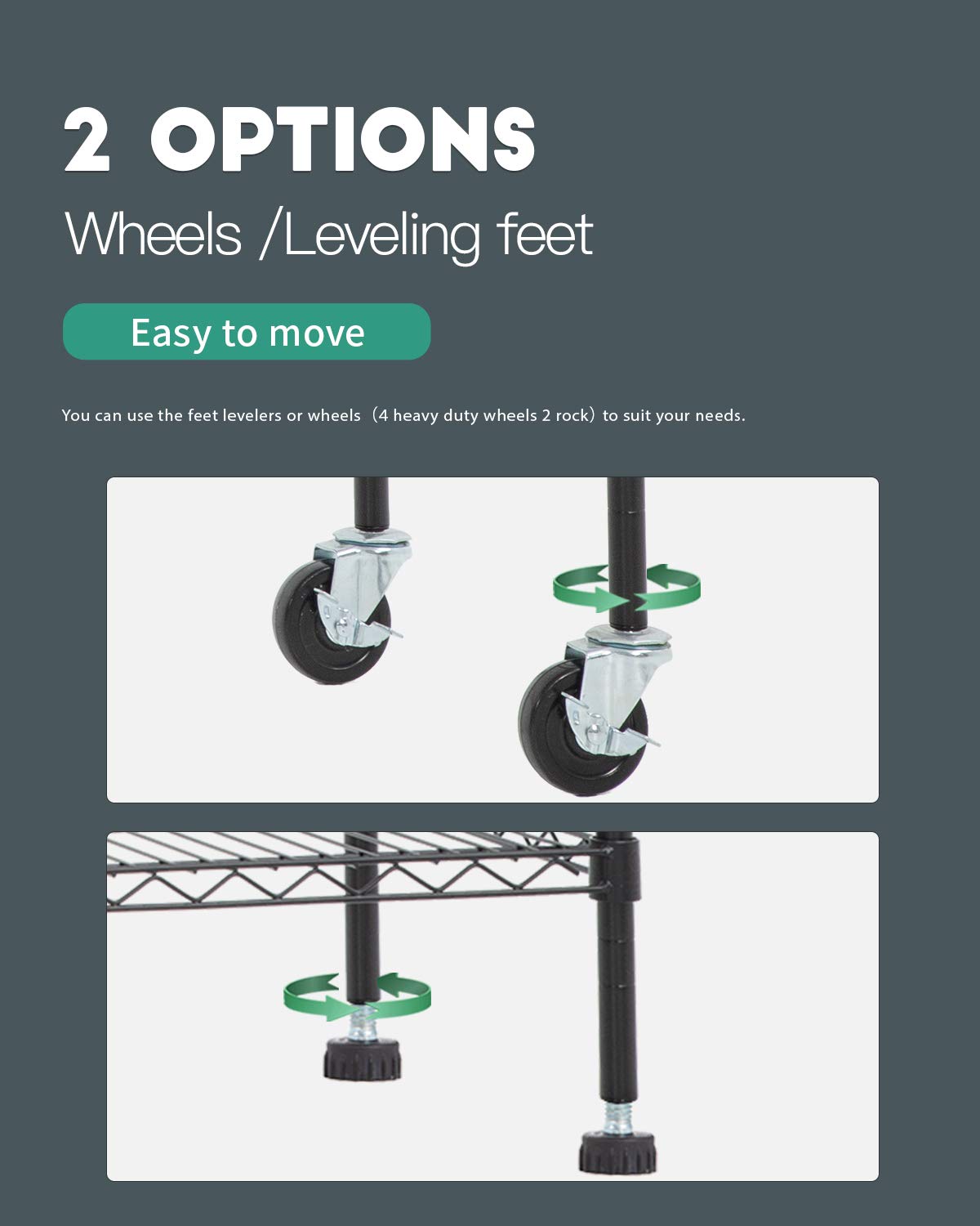 6 Tier Steel Wire Shelving Unit with Wheels U305226
