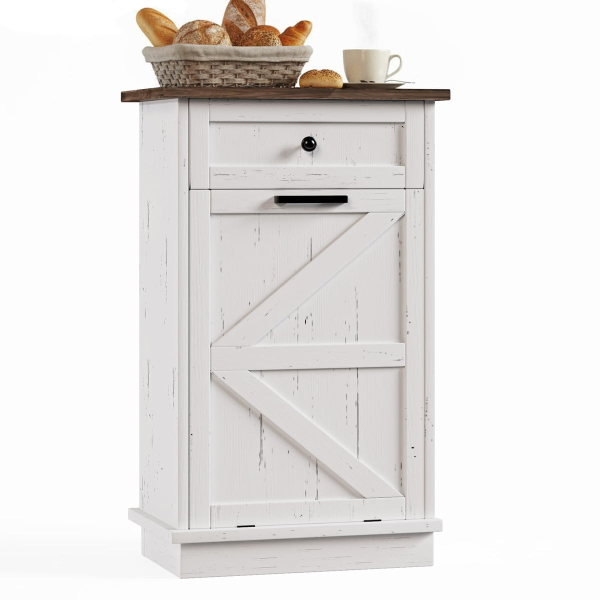 10 Gallon Tilt Out Trash Cabinet with Storage Drawer D4306