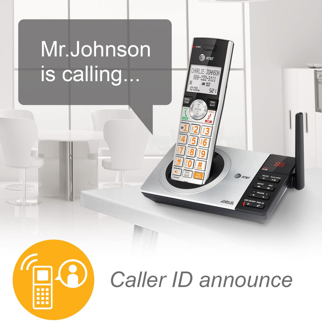 Expandable Cordless Phone with Answering System, Silver/Black, 3 Handsets N22726