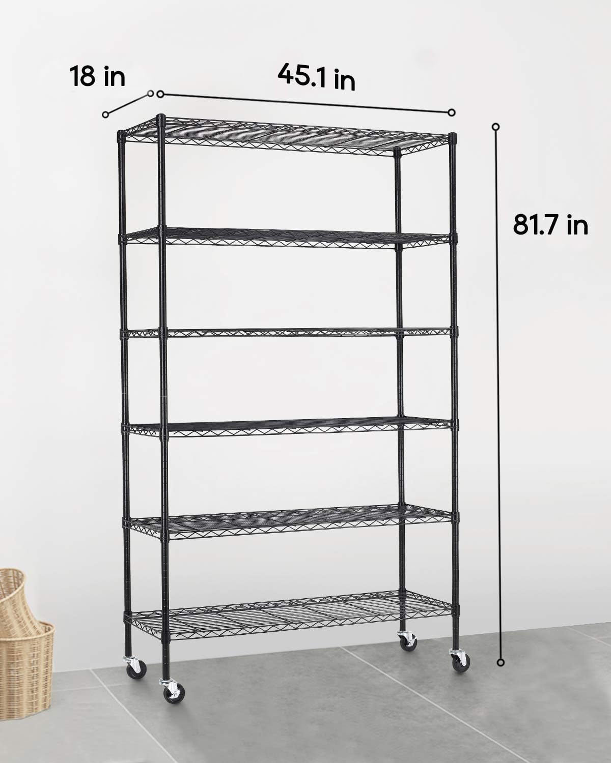 6 Tier Steel Wire Shelving Unit with Wheels U305226
