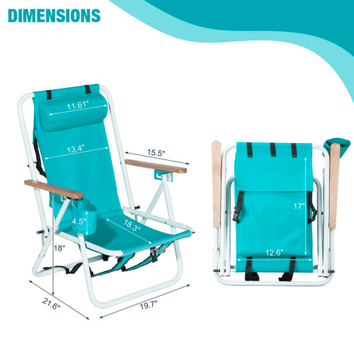 2 Pack Green Portable Folding Beach Chair with Cup Holder H739688