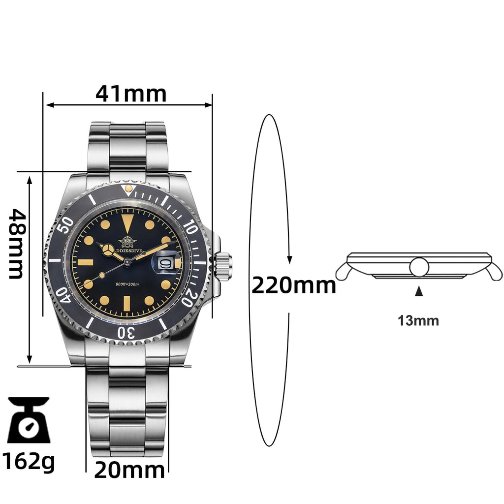 41MM Quartz Dive Watch Stainless Steel Bracelet Y575