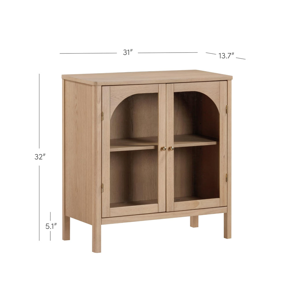 Modern Farmhouse Storage Cabinet with Glass Doors and Adjustable Shelf D69120