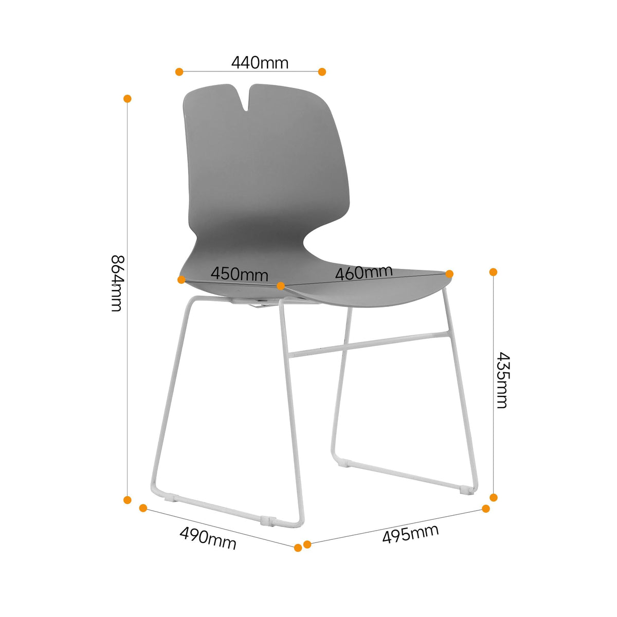 Grey Polypropylene Steel Stacked Office Chair Set W977777