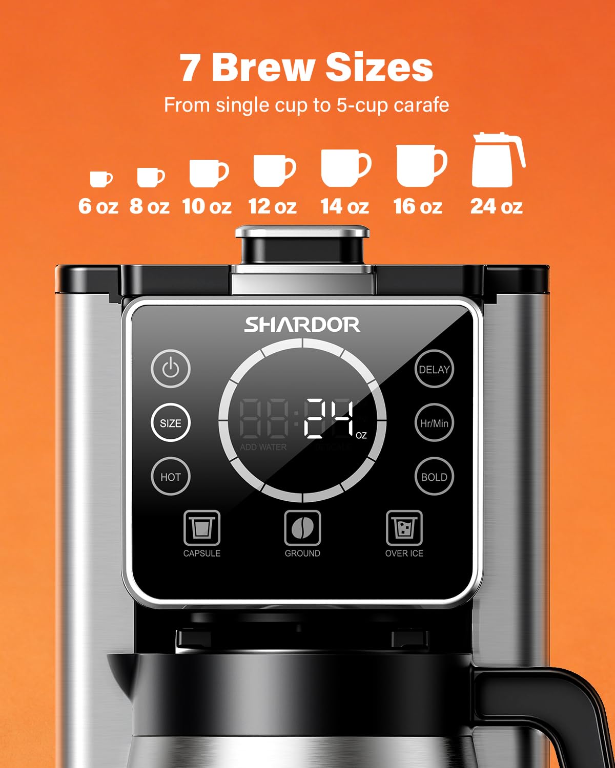 Single Serve & Carafe Coffee Maker, 6-24oz, Thermal Carafe G101