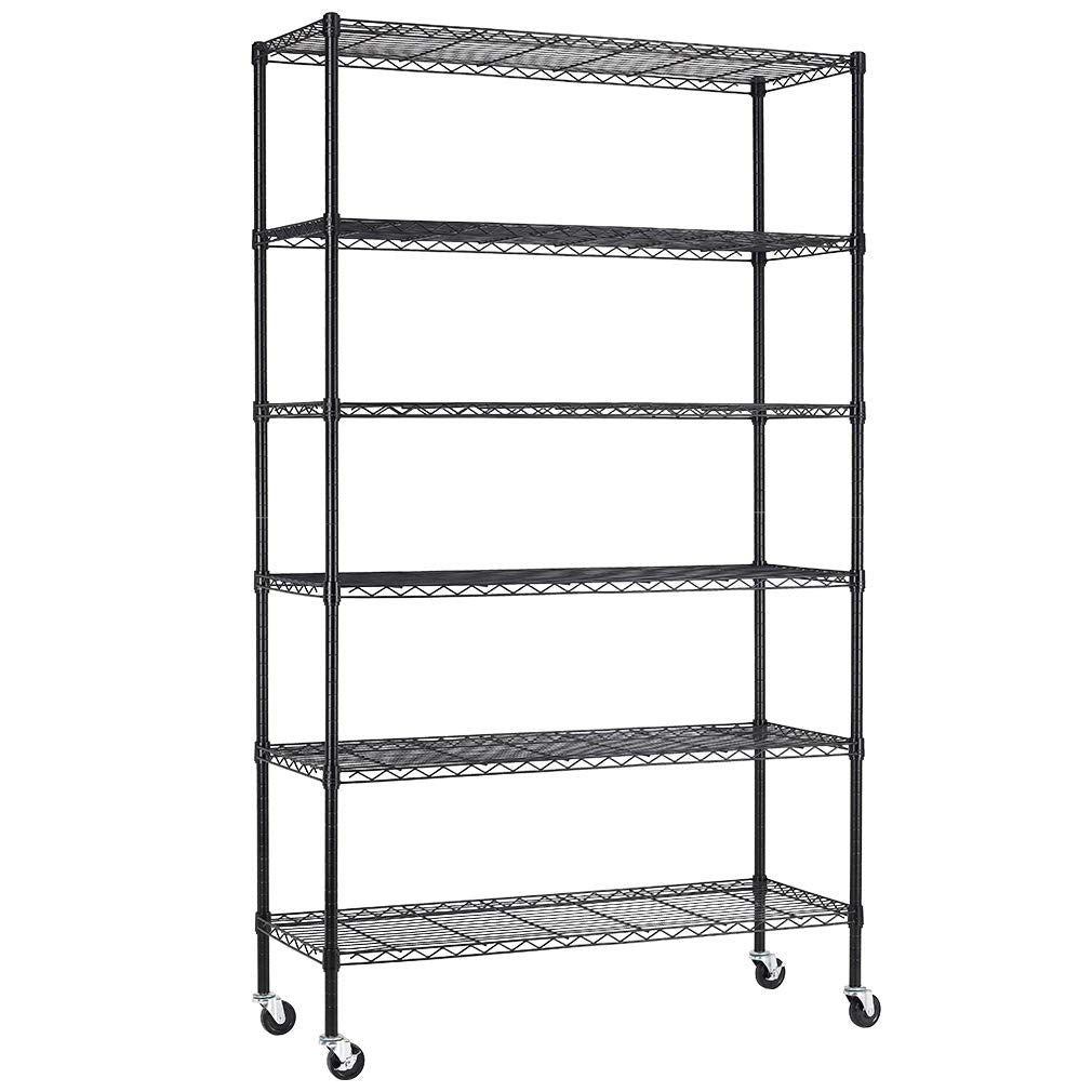 6 Tier Steel Wire Shelving Unit with Wheels U305226