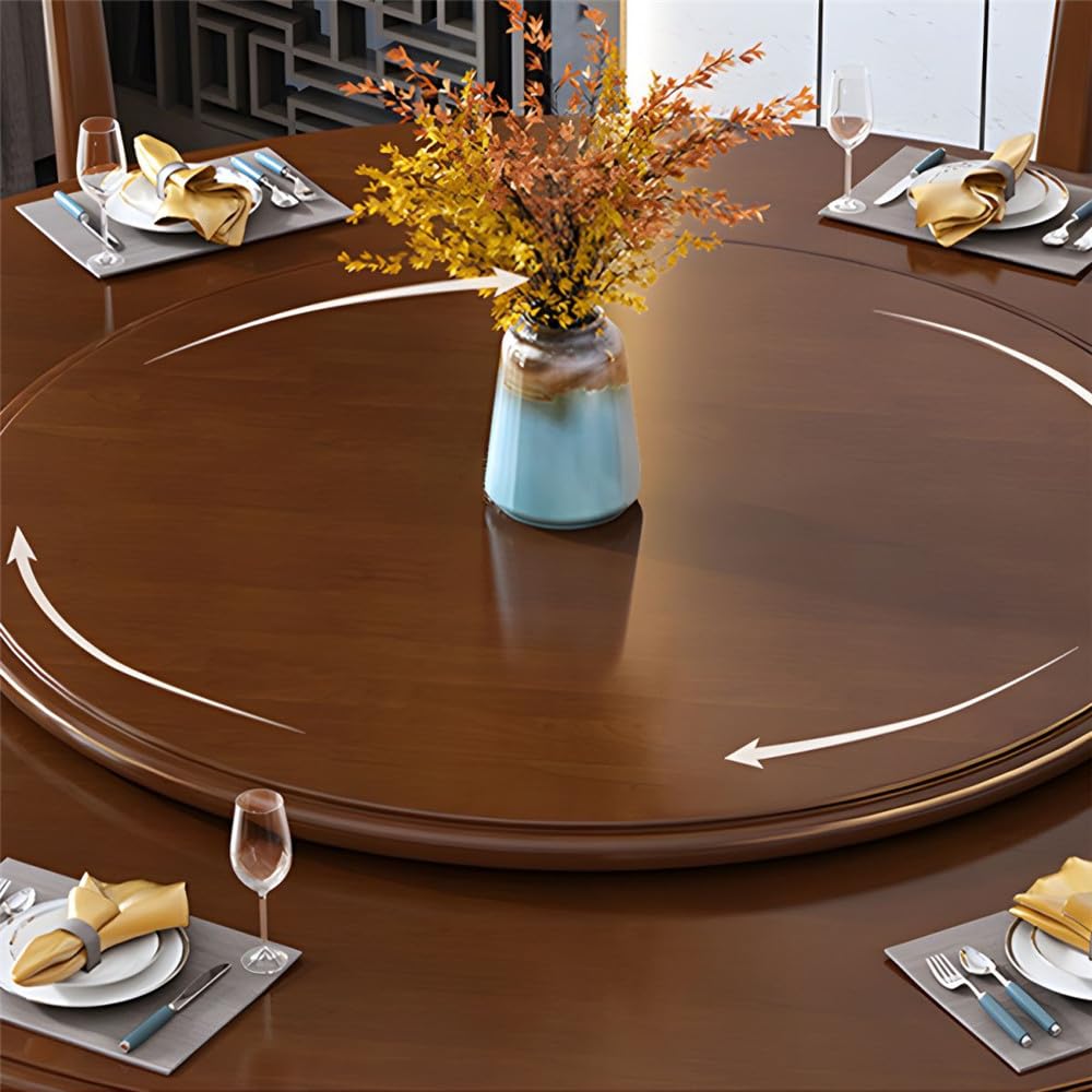 Black Round Solid Wood Dining Table with Lazy Susan E2510