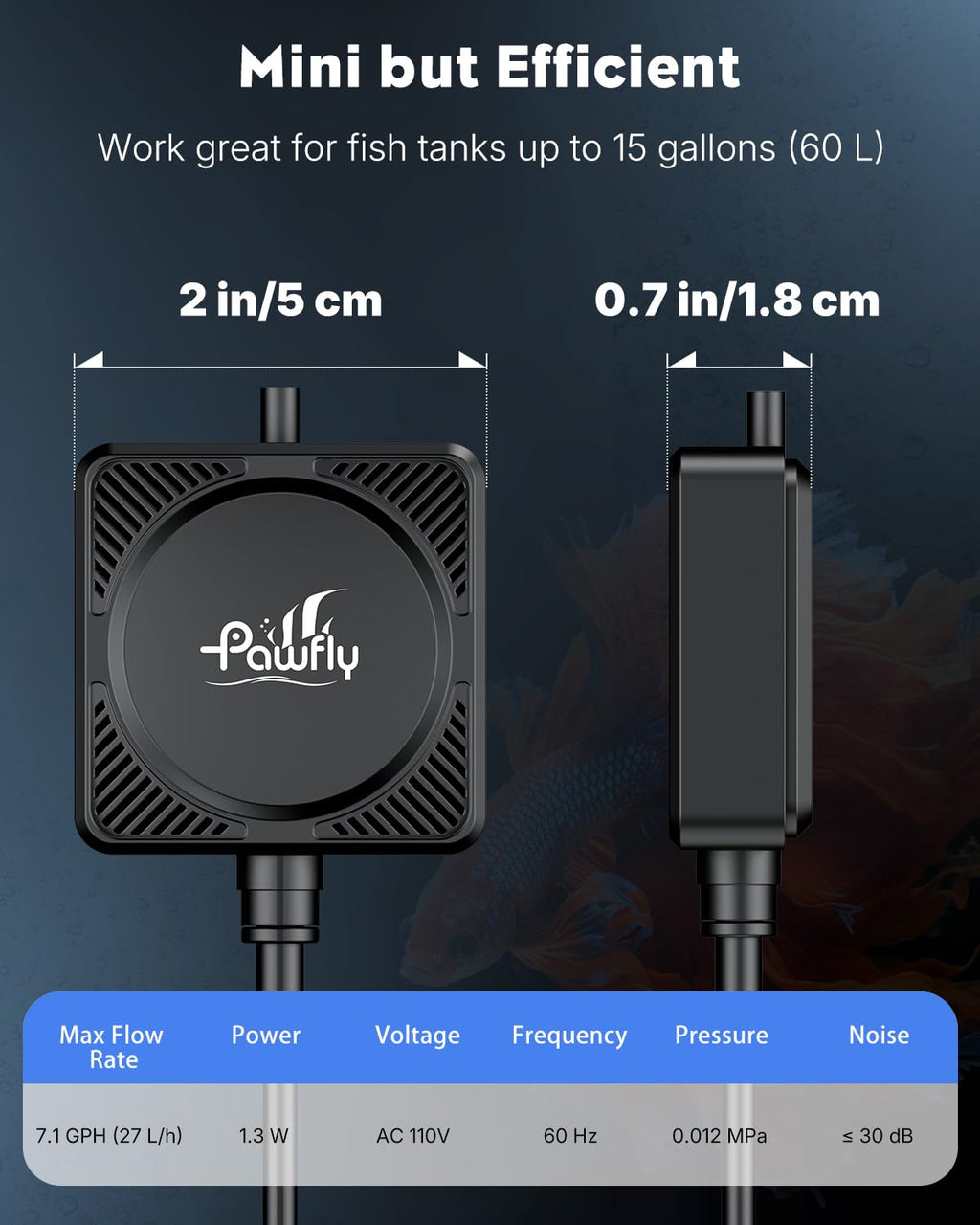 Nano Silent Aquarium Air Pump, 1.3 W 450 mL/min A696423