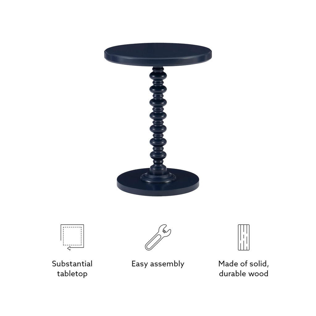 Round Navy Blue Pedestal Accent Table W683