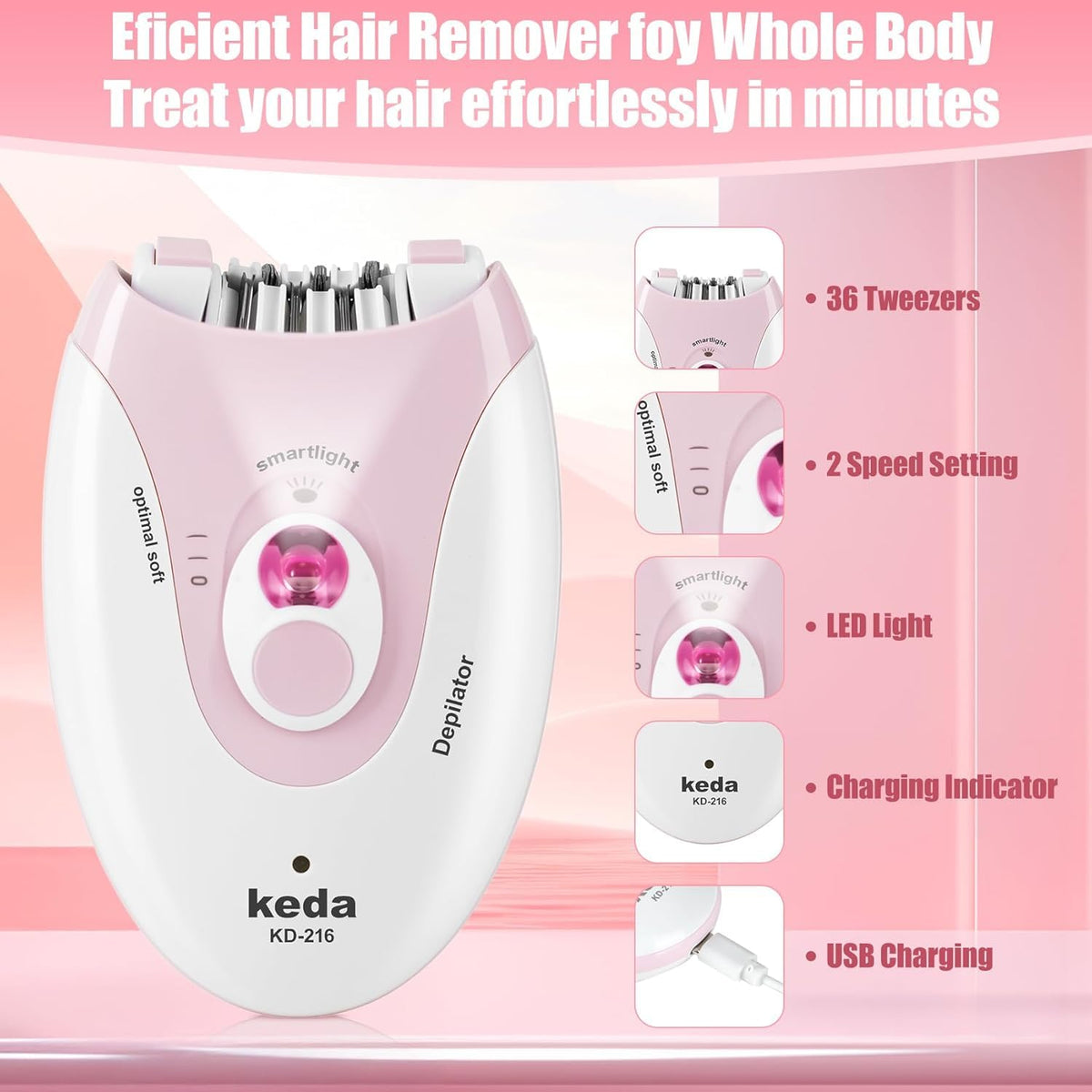 Rechargeable Epilator with LED Light Y121