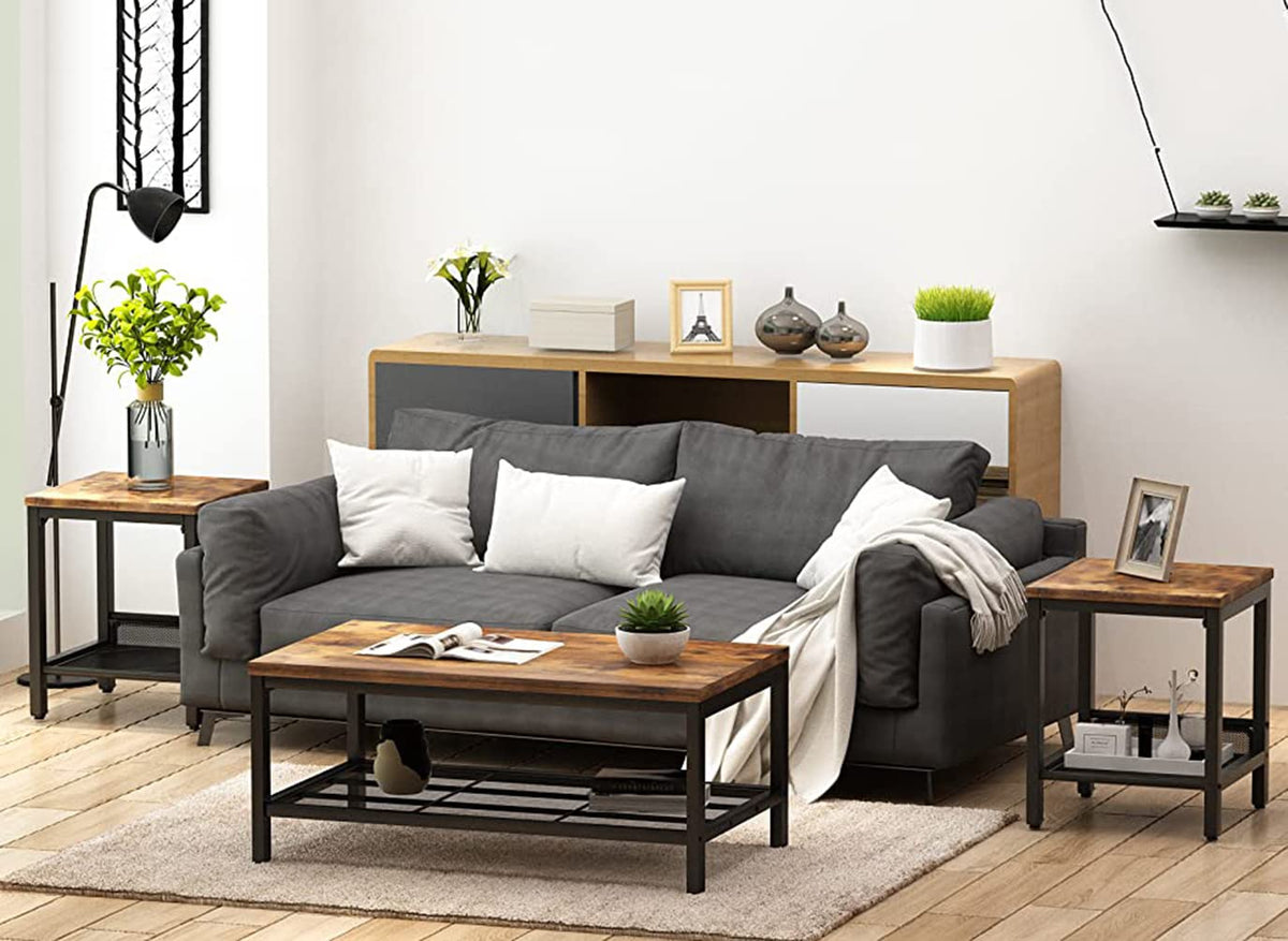 3 Pieces Coffee Table Set with 2 End Side Tables A581050