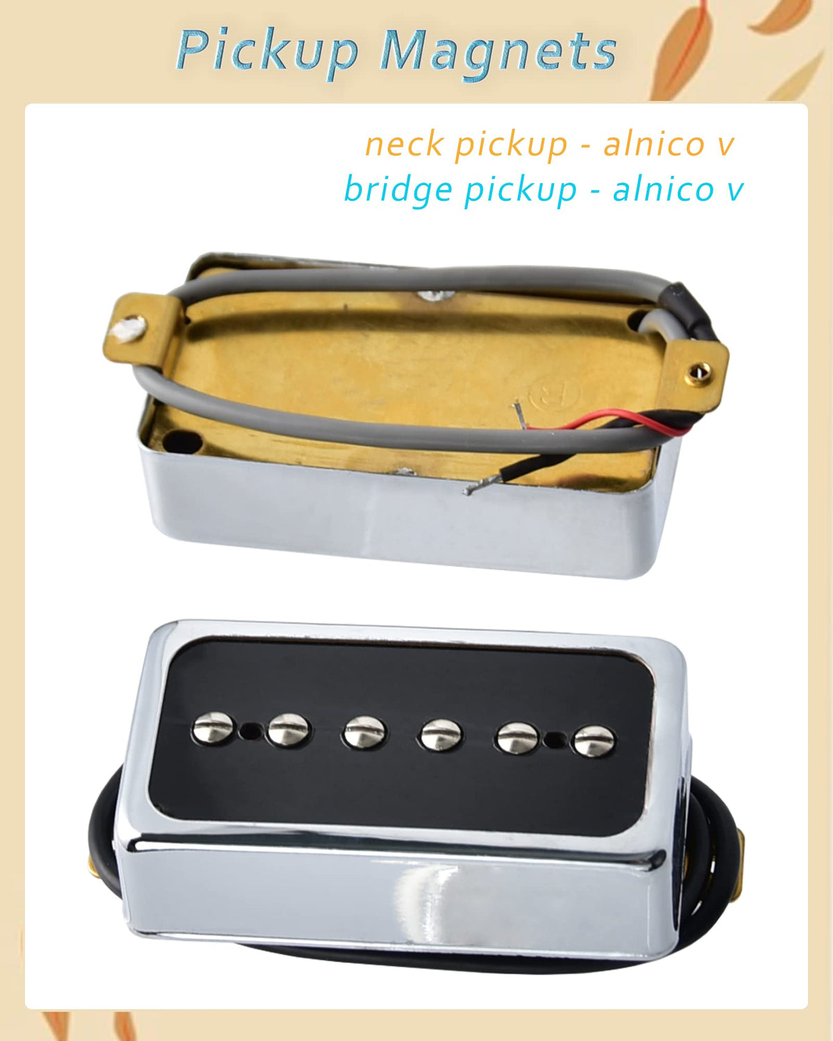 P90-Style Single Coil Pickup Set Alnico 5 Chrome/Black U664855
