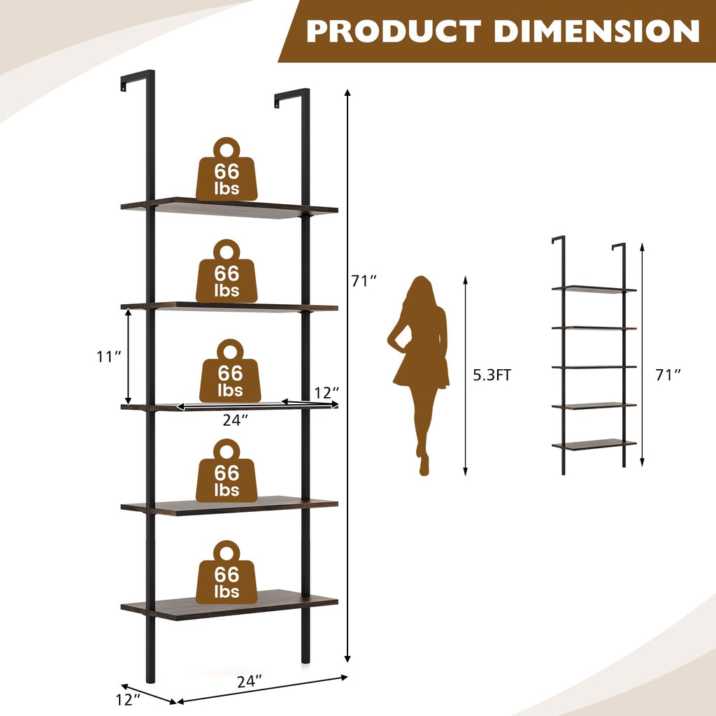 5-Tier Wall Mounted Bookshelf M165211