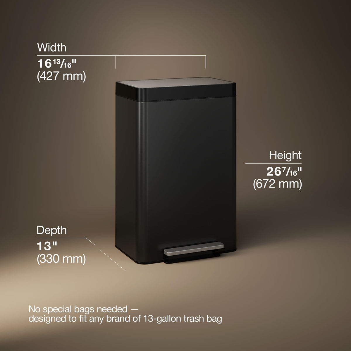 13-Gallon Stainless Steel Step Trash Can P18050